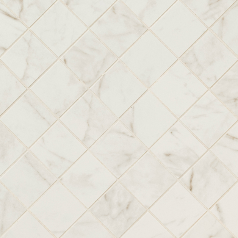 Kaya carrara bianco 3x3 matte porcelain NKAYCARBIA3X3 mosaic tile  msi collection product shot angle view