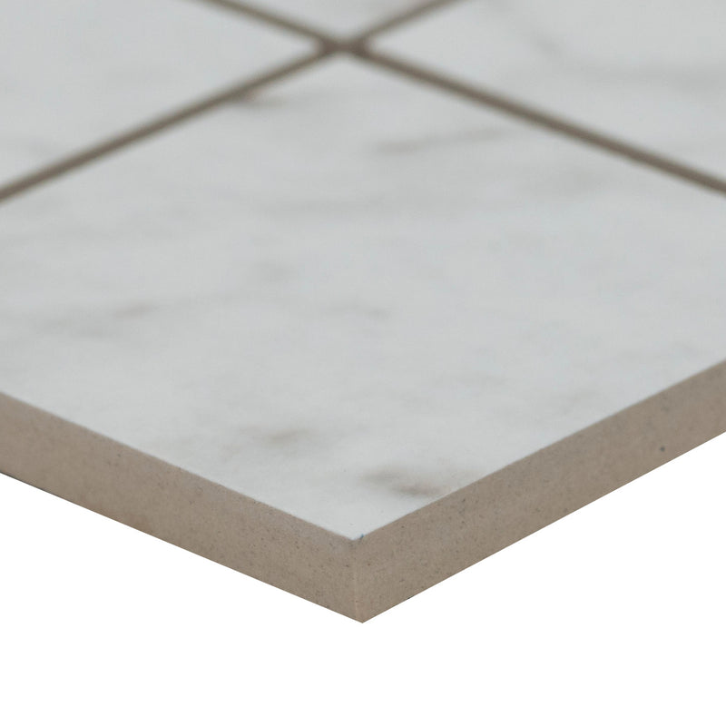 Kaya carrara bianco 3x3 matte porcelain NKAYCARBIA3X3 mosaic tile  msi collection product shot profile view