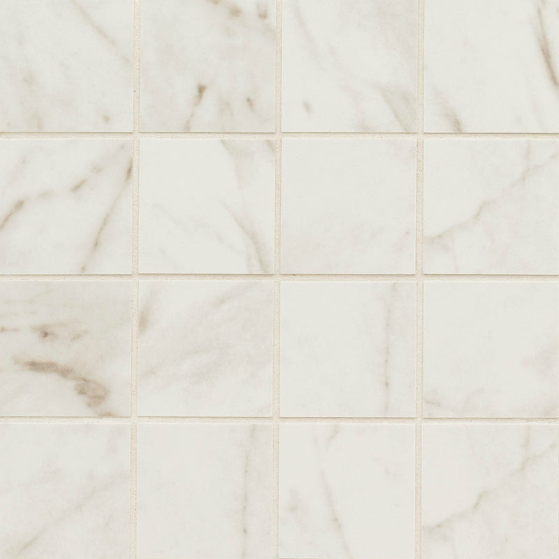 Kaya carrara bianco 3x3 matte porcelain NKAYCARBIA3X3 mosaic tile  msi collection product shot wall view