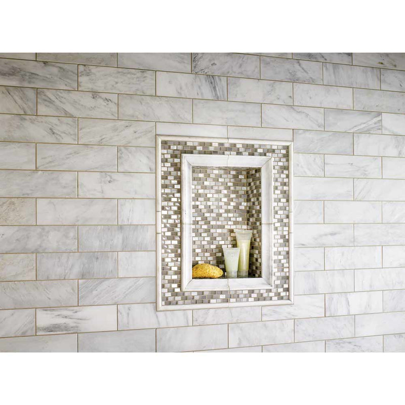 Keshi blend 12X12 glass metal mesh mounted mosaic tile SMOT-GLSMT-KESHI8MM product shot wall view