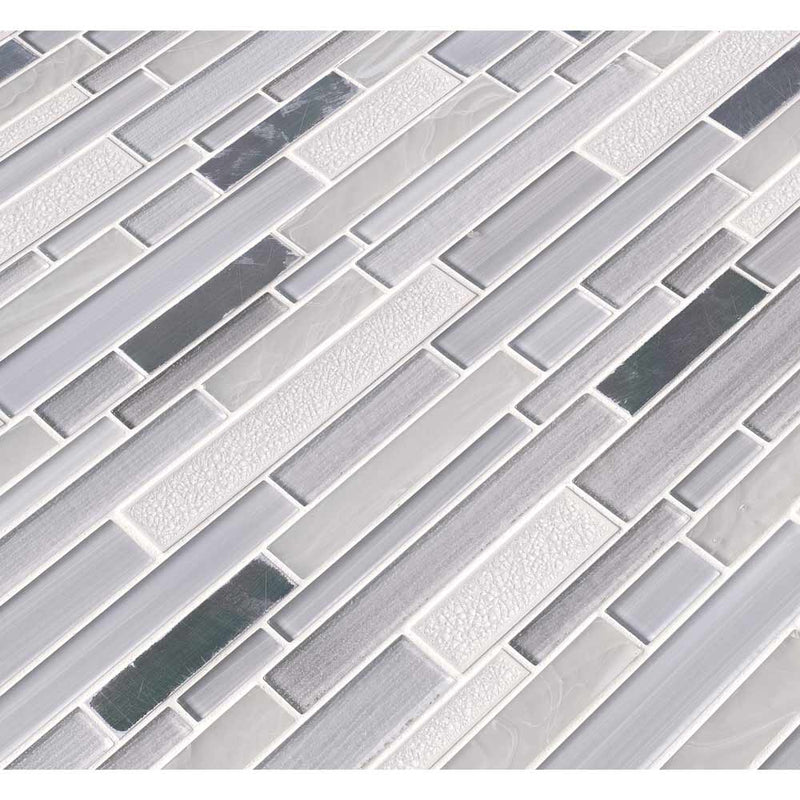 Krystal interlocking 11.81X11.81 glass metal mesh mounted mosaic tile SMOT-GLSMTIL-KRY8MM product shot multiple tiles angle view