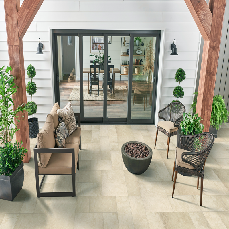 Tierra Ivory Pattern 24"x24" Matte Porcelain Paver - MSI Collection product shot outdoor  view
