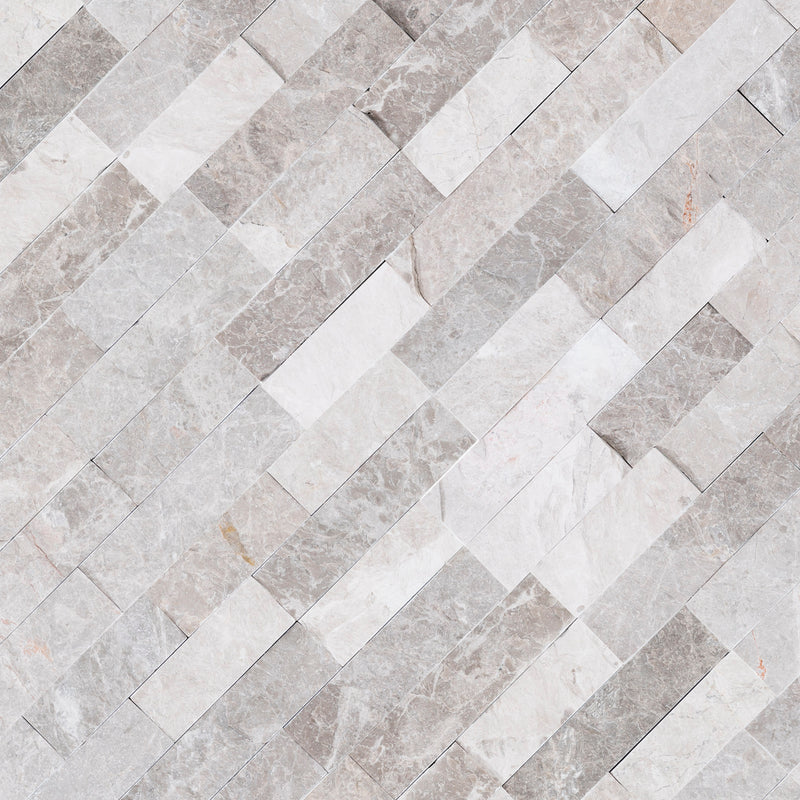 Rockmount Luna Gray 6"x18" Marble Splitface Ledger Corner Panel Wall Tile - MSI Collection product shot angle view