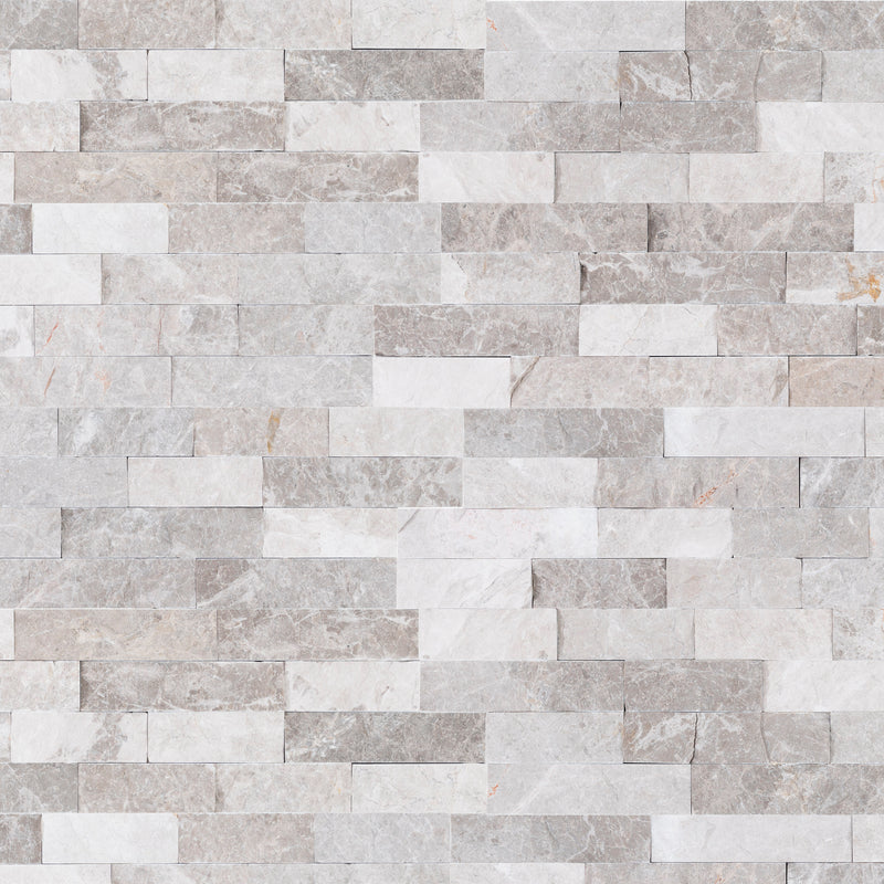 Rockmount Luna Gray 6"x24" Marble Splitface Ledger Panel Wall Tile - MSI Collection product shot wall view