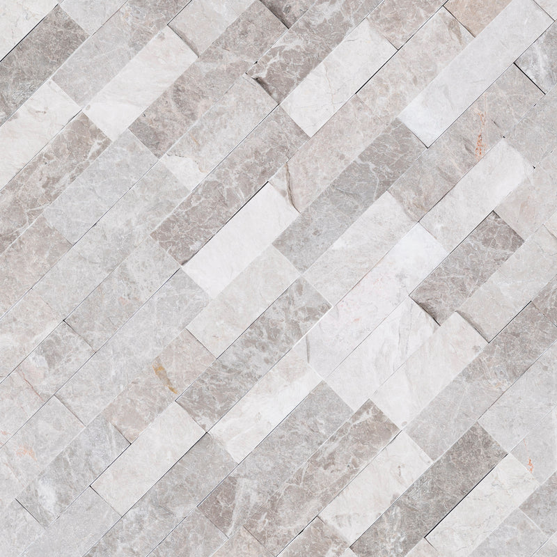 Rockmount Luna Gray 6"x24" Marble Splitface Ledger Panel Wall Tile - MSI Collection product shot angle view