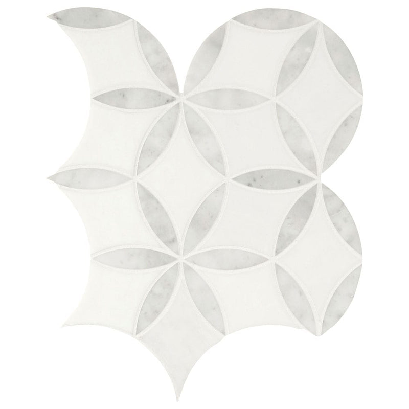 La fleur 9.92x8.9 polished marble mesh mounted mosaic tile SMOT-LAFLEUR-POL8MM product shot multiple tiles view
