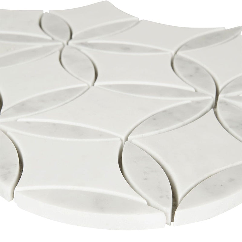 La fleur 9.92x8.9 polished marble mesh mounted mosaic tile SMOT-LAFLEUR-POL8MM product shot profile view