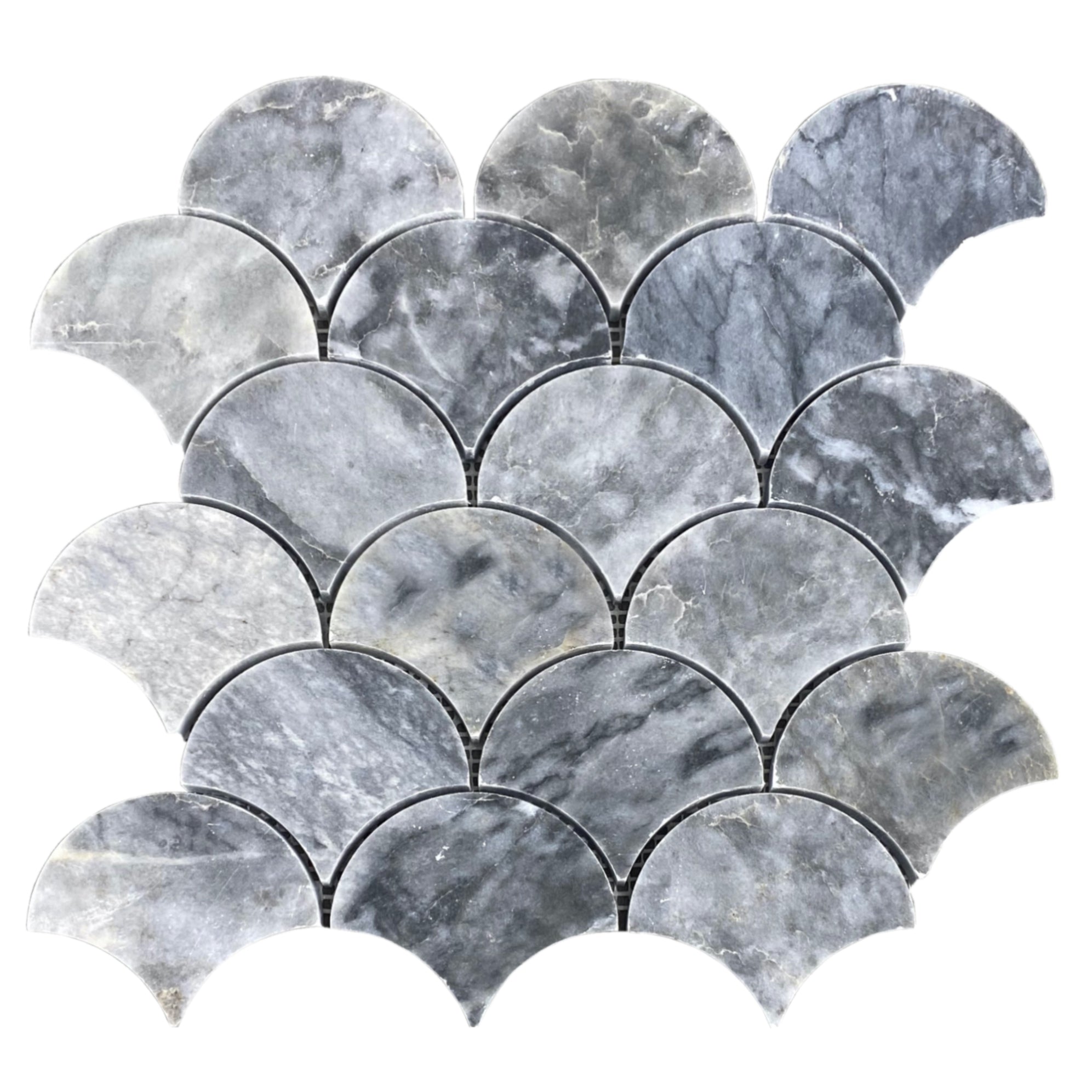 Silver Shadow Marble Leaf Design on 12 x 12 Mesh Mosaic Tile - Belai