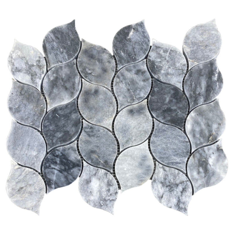 Luna Sky Marble Leaf on 12" x 12" Mesh Mosaic Tile - Belair Collection