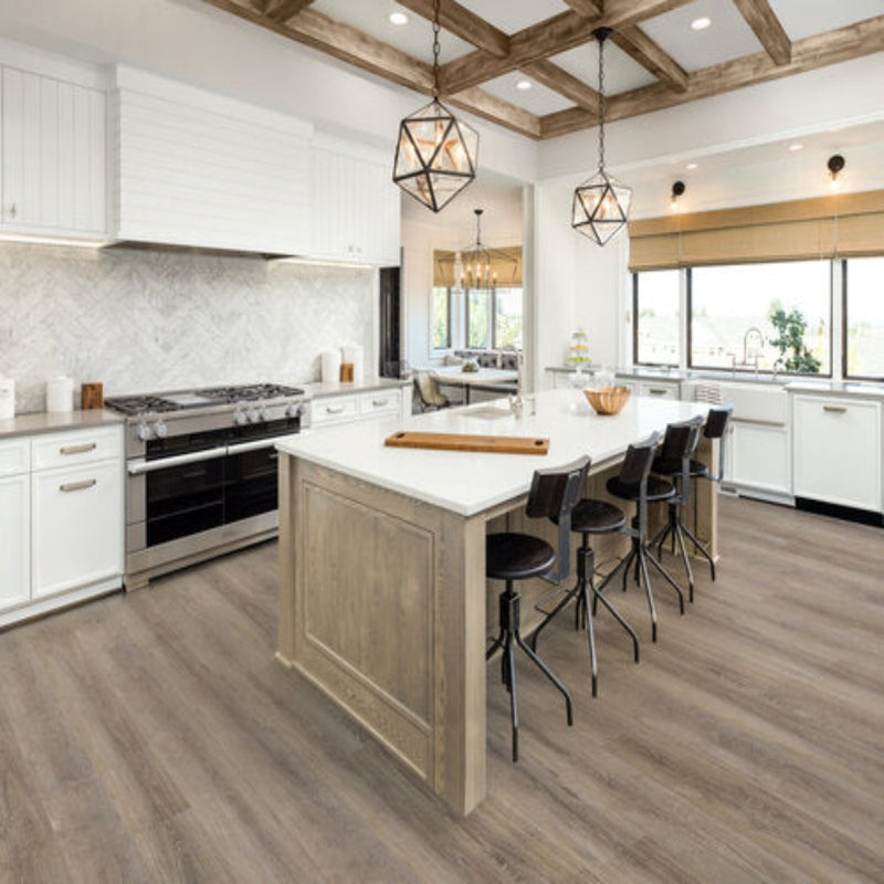Laminate Hardwood 7.75" Wide, 48" RL, 12mm Thick EIR Marquis Lustrous Taupe Floors - Mazzia Collection product shot kitchen view
