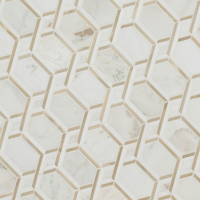Luxor royal link gold 12.2 x 11.61 stone metal blend mesh mounted mosaic tile SMOT-SMTL-LUXKOGOL8MM product shot angle view