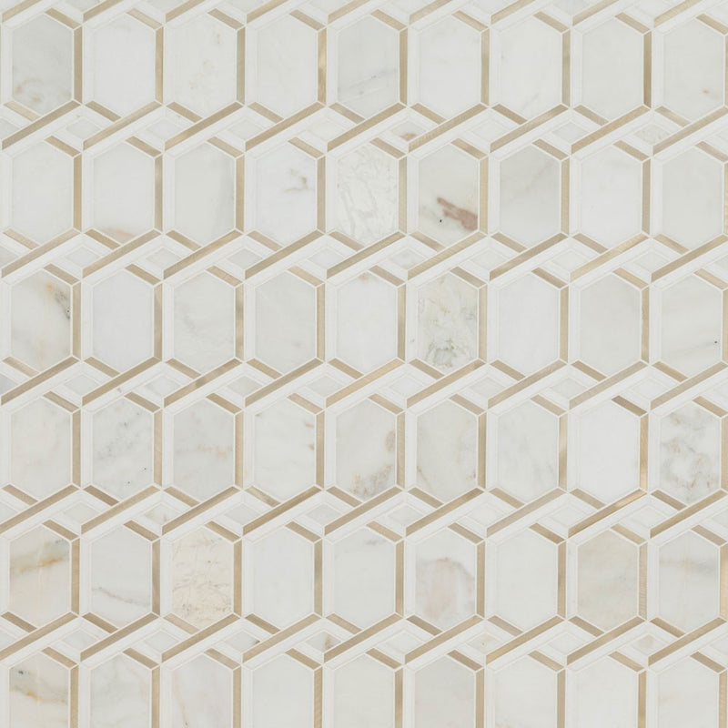 Luxor royal link gold 12.2 x 11.61 stone metal blend mesh mounted mosaic tile SMOT-SMTL-LUXKOGOL8MM product shot wall view