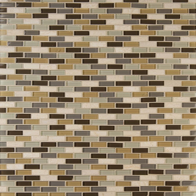 Luxor valley brick 12X12 glass stone mesh mounted mosaic tile THDW1-SH-LV-8MM product shot multiple tiles top view