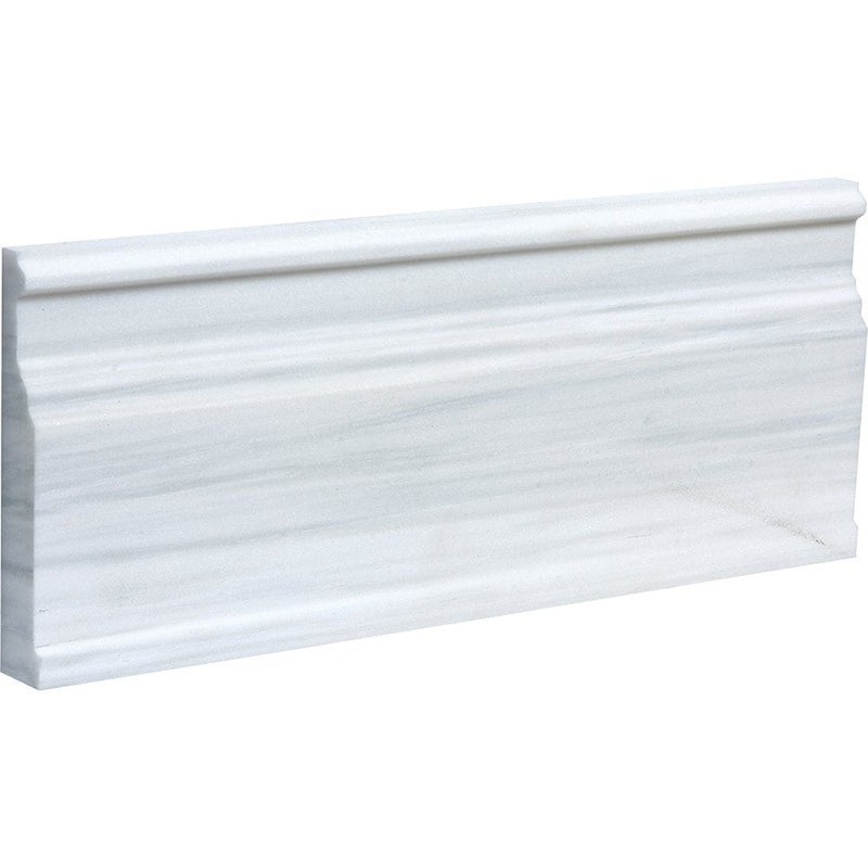 White Dolomiti 5 1/16"x12" Classic Honed Modern Base Marble Moldings product shot tile view