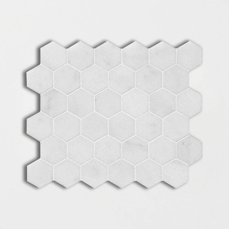 Lonte Polished 10 3/8"x12" Hexagon Marble Mosaic product shot wall view