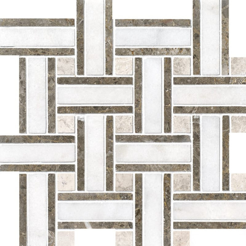 Lonte Polished 12"x12" Lattice Marble Mosaic Tile product shot tile view
