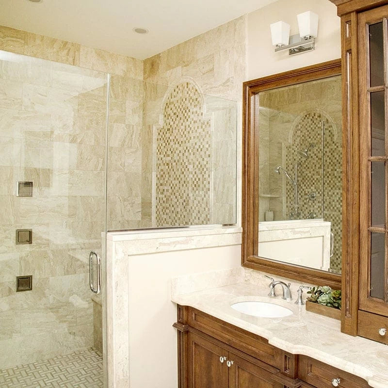 Royal Polished 12"x12" Marble 5/8"x5/8" Mosaic Tile product shot bathroom view 5
