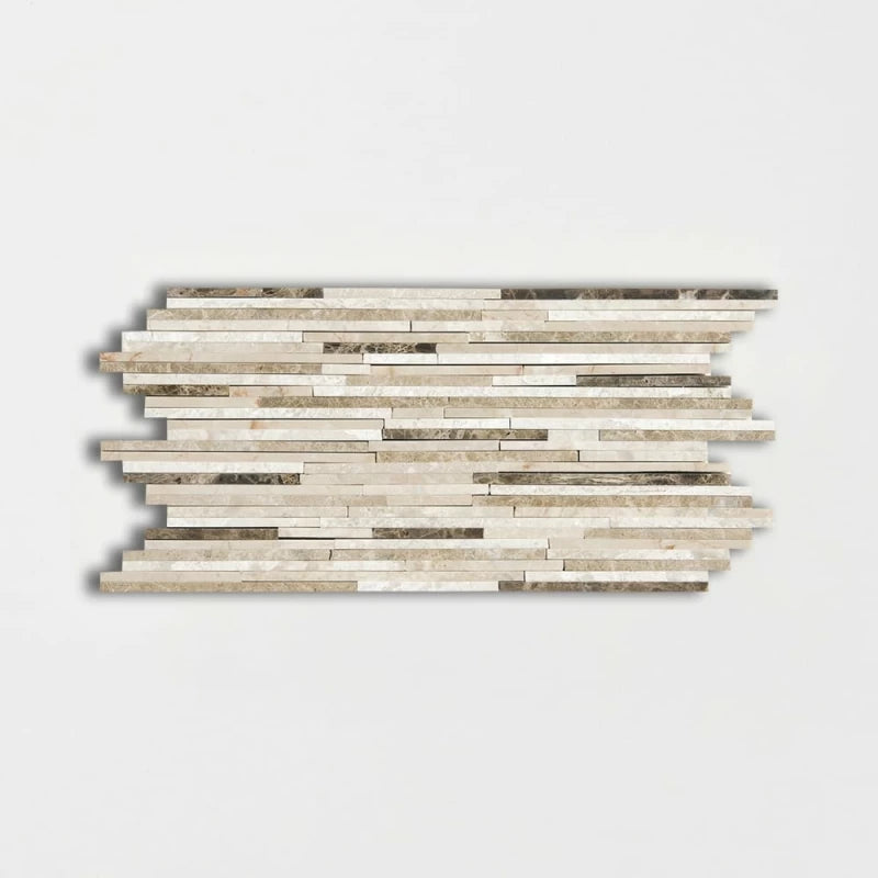 Milano Dark Blend 6"x12" Polished Bamboo Marble Mosaic Tile