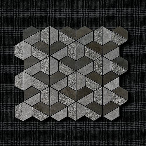 Heritage Textured 10 3/8"x12" 3d Hexagon Limestone Mosaic product shot tile view