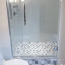 Avenza-Snow White-Foster Light 12"x12" Textured Marble 2"x2" Mosaic room shot bathroom view