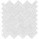 Winslow White 12 1/8"x13 3/8" Polished Herringbone Marble Mosaic product shot wall view