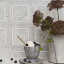 Snow White Lonte 12 7/8"x12 7/8" Multi Finish Cambridge Marble Mosaic room shot corner view