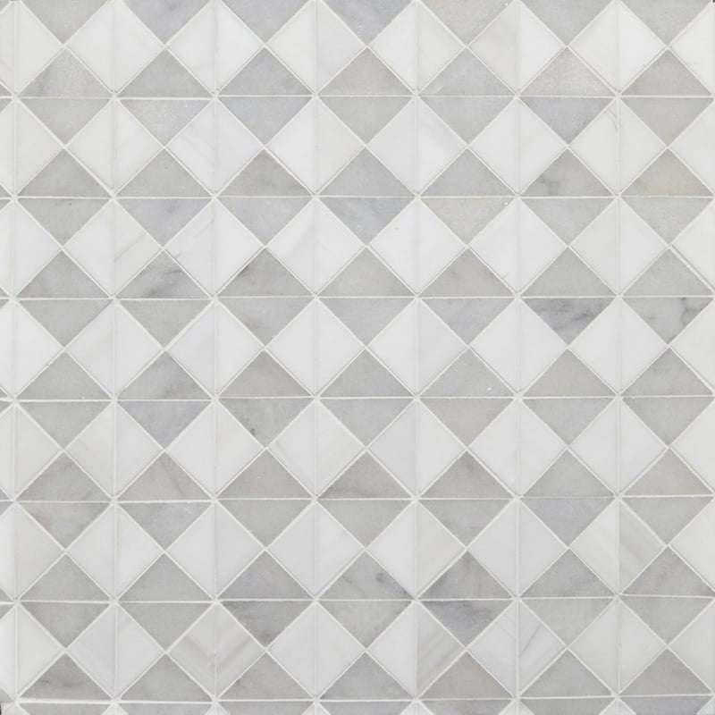 Lonte Glacier Snow White 12 1/2"x12 1/2" Multi Finish Devon Marble Mosaic product shot tile view