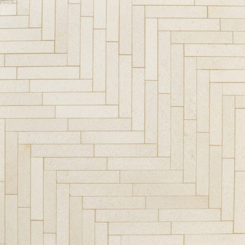 Hampton Honed 12 7/8"x8 9/16" Large Herringbone Marble Mosaic Tile product shot wall view
