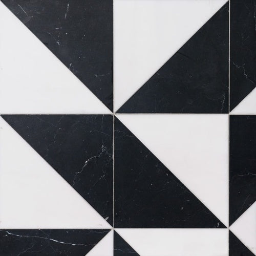 White and Black Honed Mcm Square Marble Mosaic 8"x8" Checkerboard Collection product shot wall view