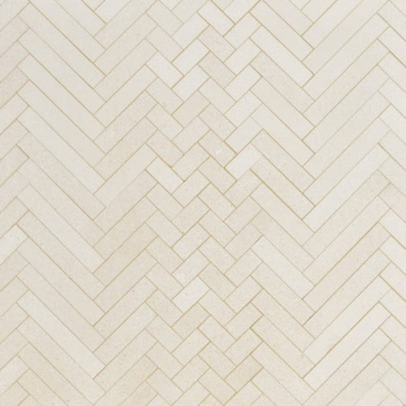 Hampton Honed 16 5/6"x12 1/16" Mixed Herringbone Marble Mosaic Tile product shot wall view