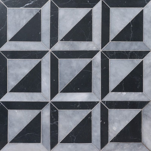 Foster Light Black 11 15/16"x11 15/16" Multi Finish York Marble Mosaic product shot wall view