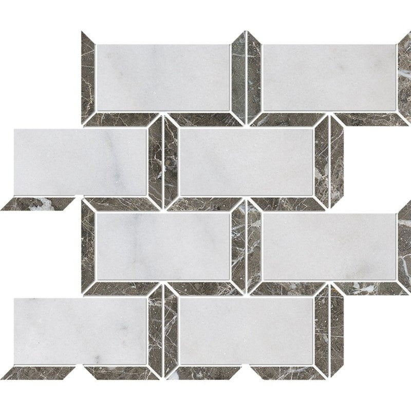 Lonte Silver Drop 9 5/8"x11 13/16" Polished Cascade Marble Mosaic product shot tile view