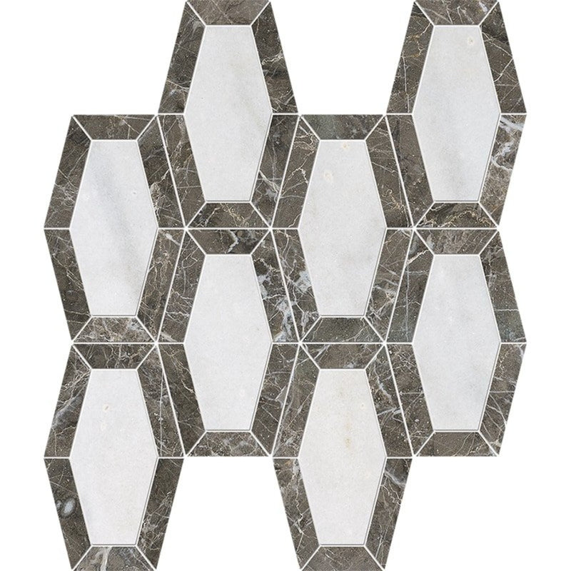 Lonte Silver Drop 10 1/4"x12 13/16" Polished Lincoln Marble Mosaic product shot tile view