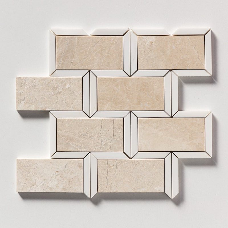 Diana Royal Snow White 9 5/8"x11 13/16" Multi Finish Cascade Marble Mosaic Tile product shot tile view