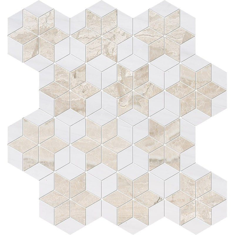 Diana Royal Snow White 14 3/16"x14 15/16" Multi Finish Stars Marble Mosaic Tile product shot tile view