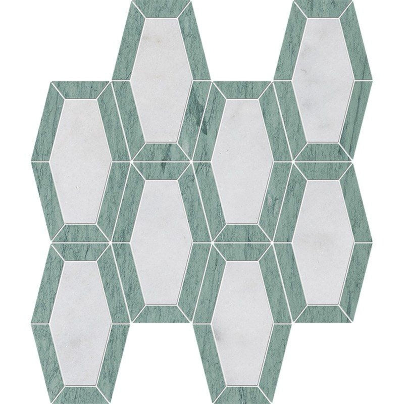 Verde Capri Glacier 10 1/4"x12 13/16" Honed Lincoln Marble Mosaic Tile product shot tile view