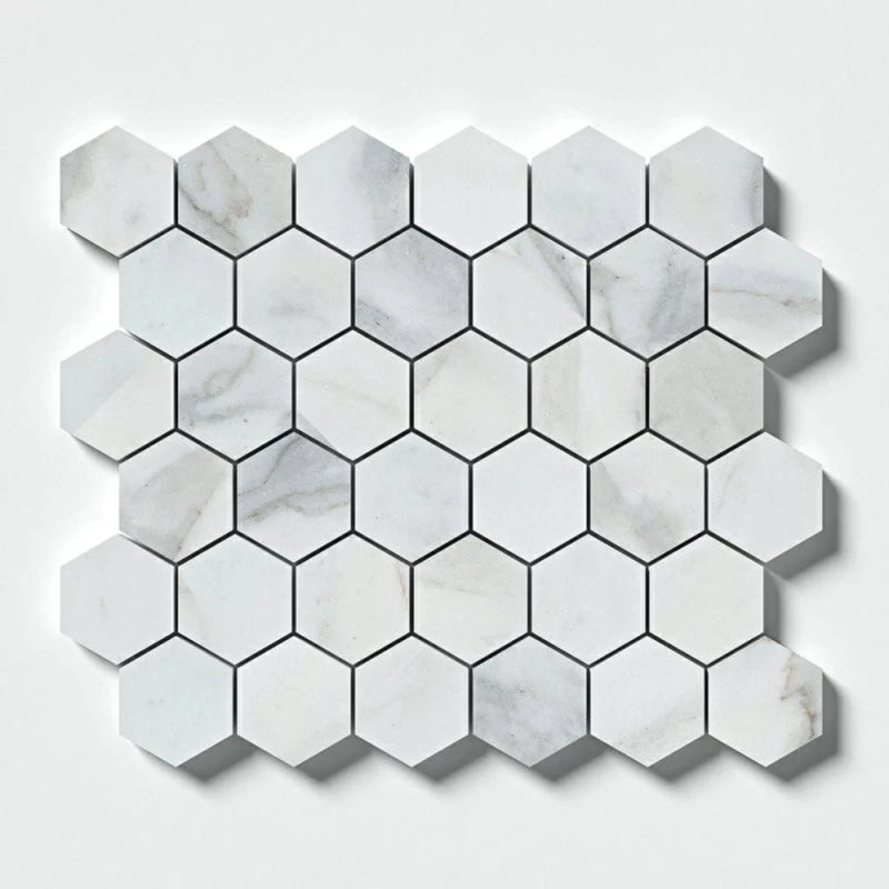 Calacatta Gold Modena 10 3/8"x12" Polished Hexagon Marble Mosaic Tile product shot tile view