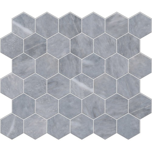 Foster Light 10 3/8"x12" Honed Hexagon Marble Mosaic product shot wall view