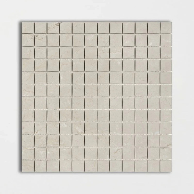 Crema Marfil Polished 12"x12" Marble 1"x1" Mosaic Tile product shot tile view