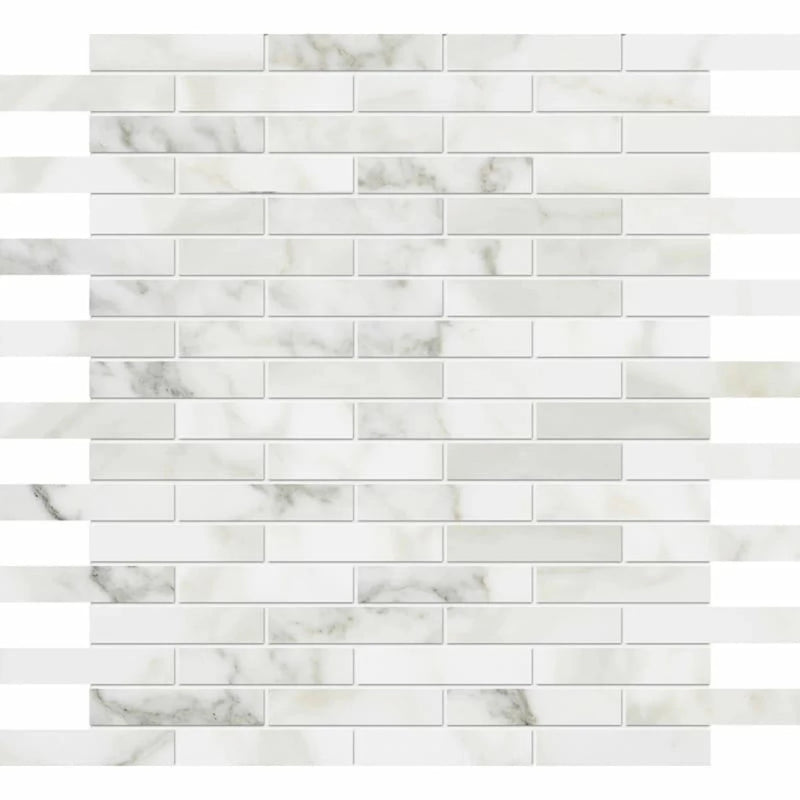 Calacatta Gold 12"x12" Polished 5/8"x3" Marble Mosaic Tile product shot tile view