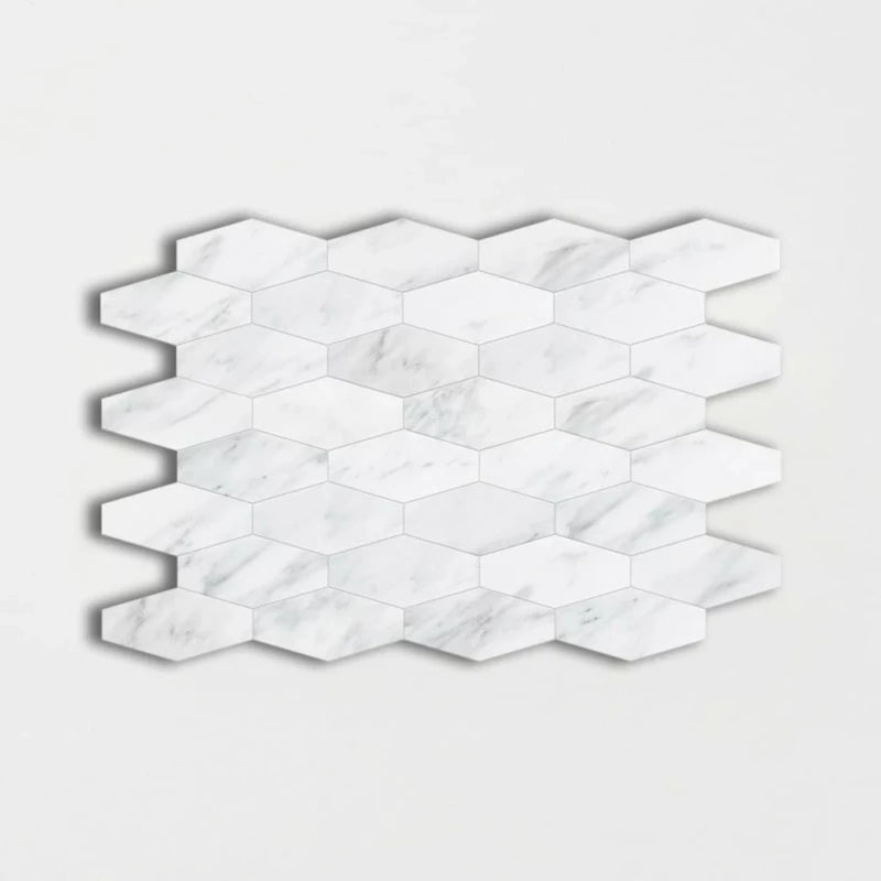 Calacatta Amore 10"x12 1/4" Polished Elongated Hexagon Marble Mosaic Tile product shot tile view