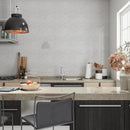 Calacatta Amore 11 1/2"x11 1/2" Polished Penny Round Marble Mosaic Tile product shot kitchen view