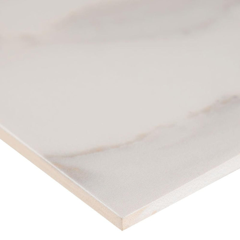 MSI Adella Calacatta 12x24 marble look glazed ceramic wall tile NADECAL1224 product shot profile view