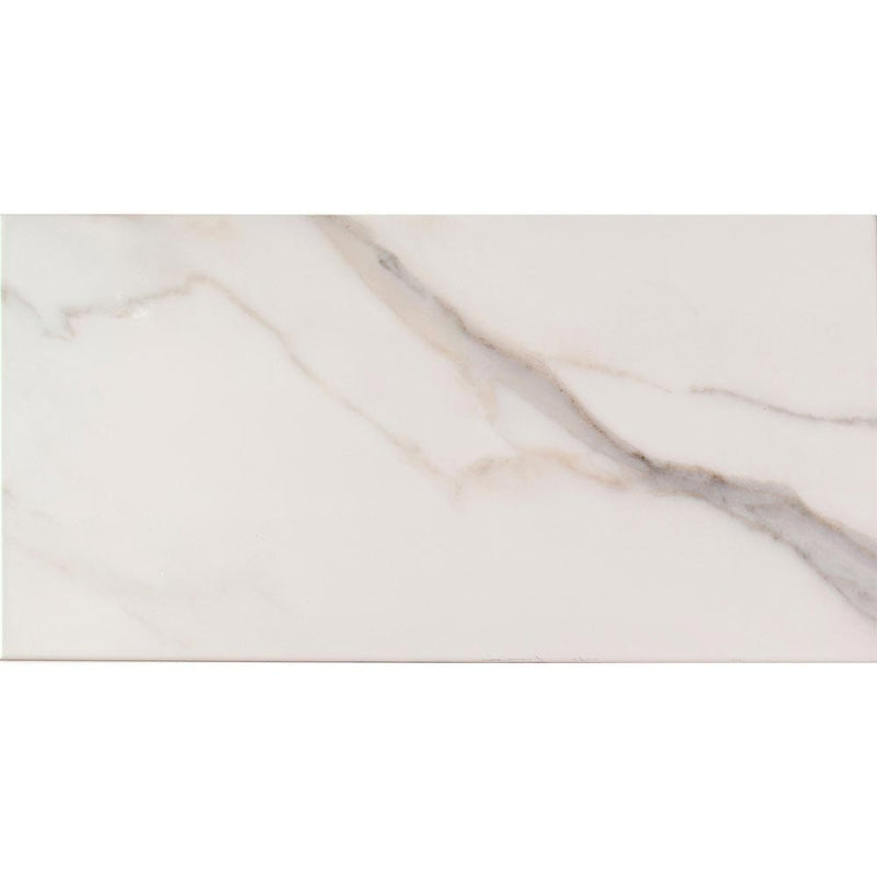 MSI Adella Calacatta 12x24 marble look glazed ceramic wall tile NADECAL1224 product shot top view