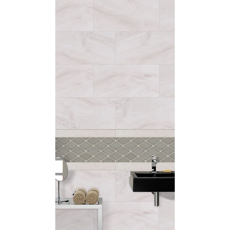 MSI Adella Gris 12x24 marble look glazed ceramic wall tile NADEGRI1224 room shot bathroom wall