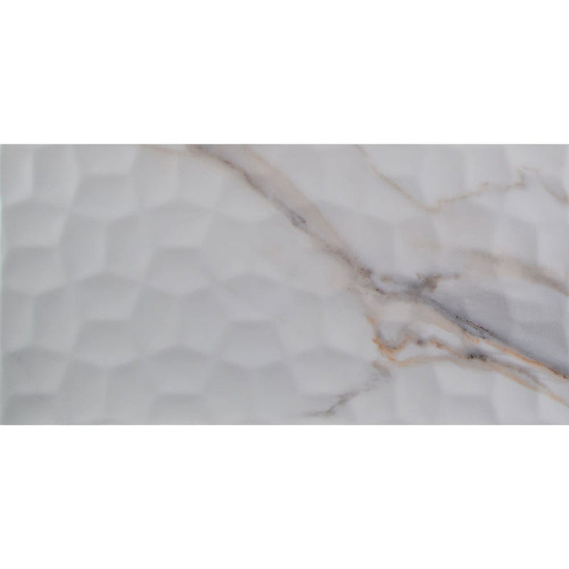 MSI Adella Viso calacatta 12x24 marble look glazed ceramic wall tile NADEVISCAL1224 product shot one tile top view
