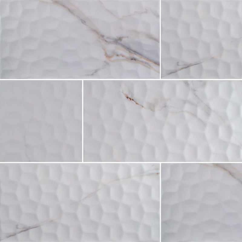 MSI Adella Viso calacatta 12x24 marble look glazed ceramic wall tile NADEVISCAL1224 product shot top view