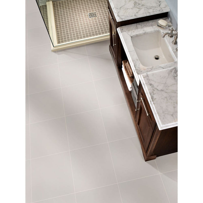 MSI Adella white satin 18x18 glazed ceramic wall tile NADEVISWHI1818 bathroom floor white countertop used