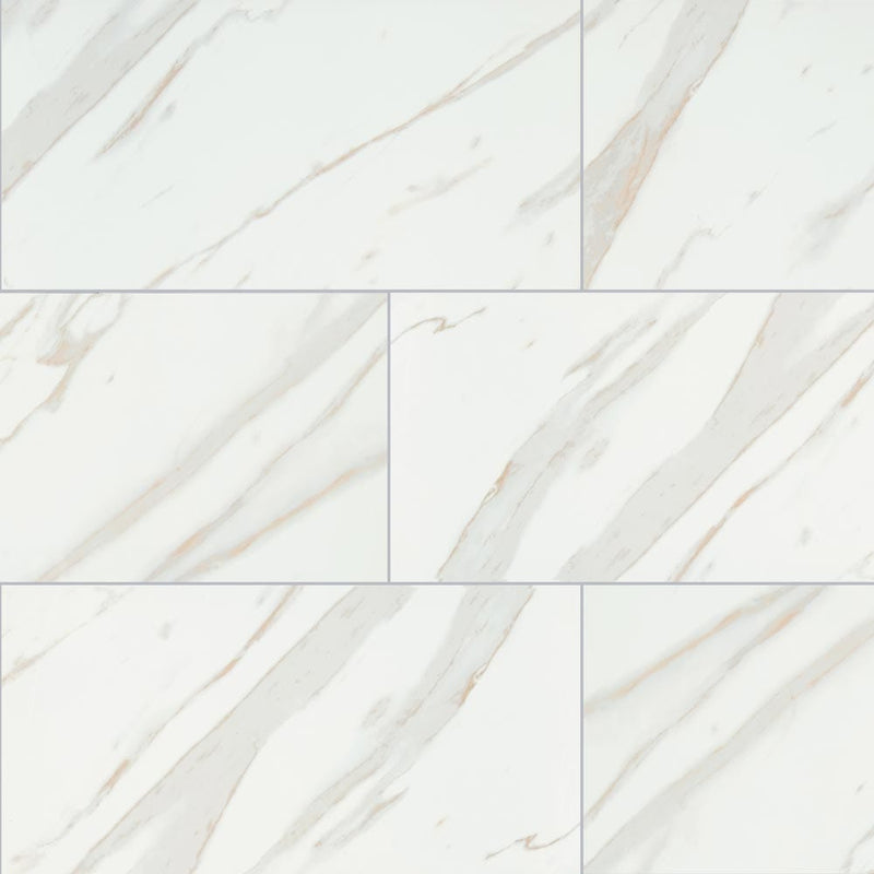 MSI Pietra Calacatta 12x24 marble look glazed porcelain floor wall tile NCAL1224 product shot top view
