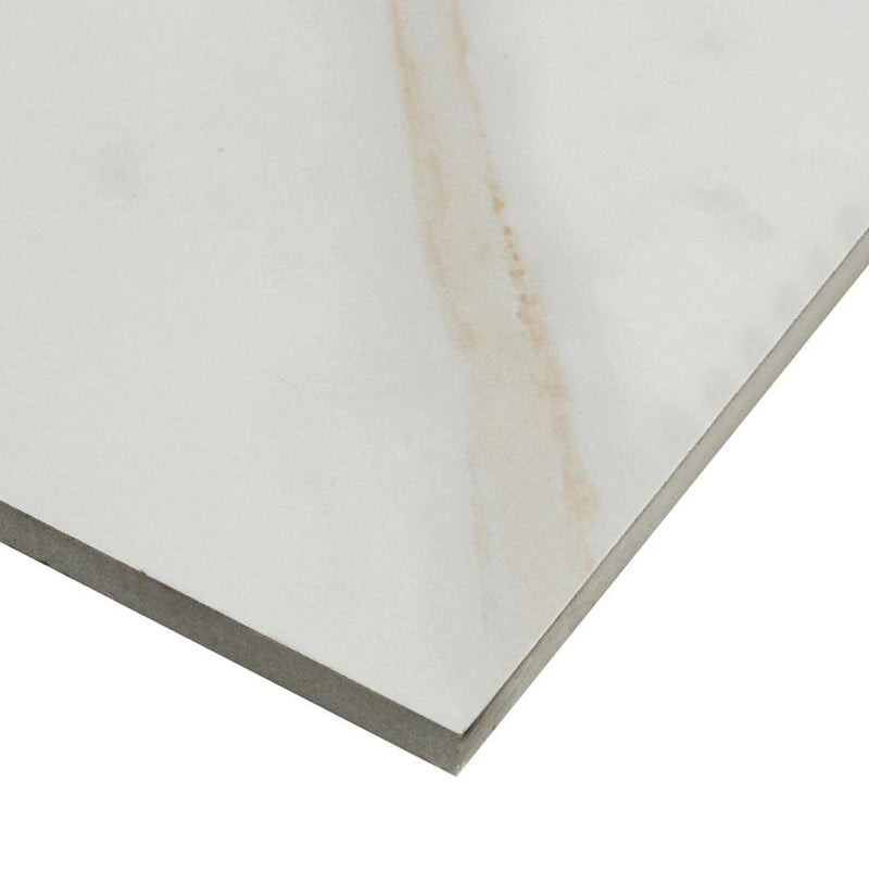 MSI Pietra Calacatta 12x24 marble look glazed porcelain floor wall tile NCAL1224 product shot one tile profile view
